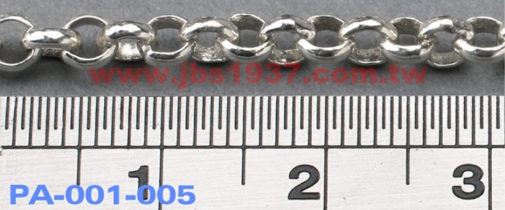 金屬零件原料-義大利925純銀鍊-圓形 925銀鏈 3.6mm（PA-001-005）