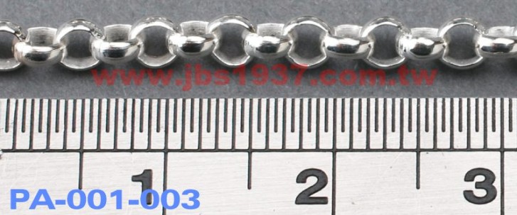 金屬零件原料-義大利925純銀鍊-圓形 925銀鏈 3.3mm（PA-001-003）