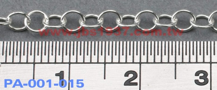 金屬零件原料-義大利925純銀鍊-圓形 925銀鏈 3.38mm（PA-001-015）