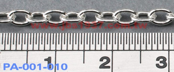 金屬零件原料-義大利925純銀鍊-橢圓形 925銀鏈 3.43 x 4.72mm（PA-001-010）