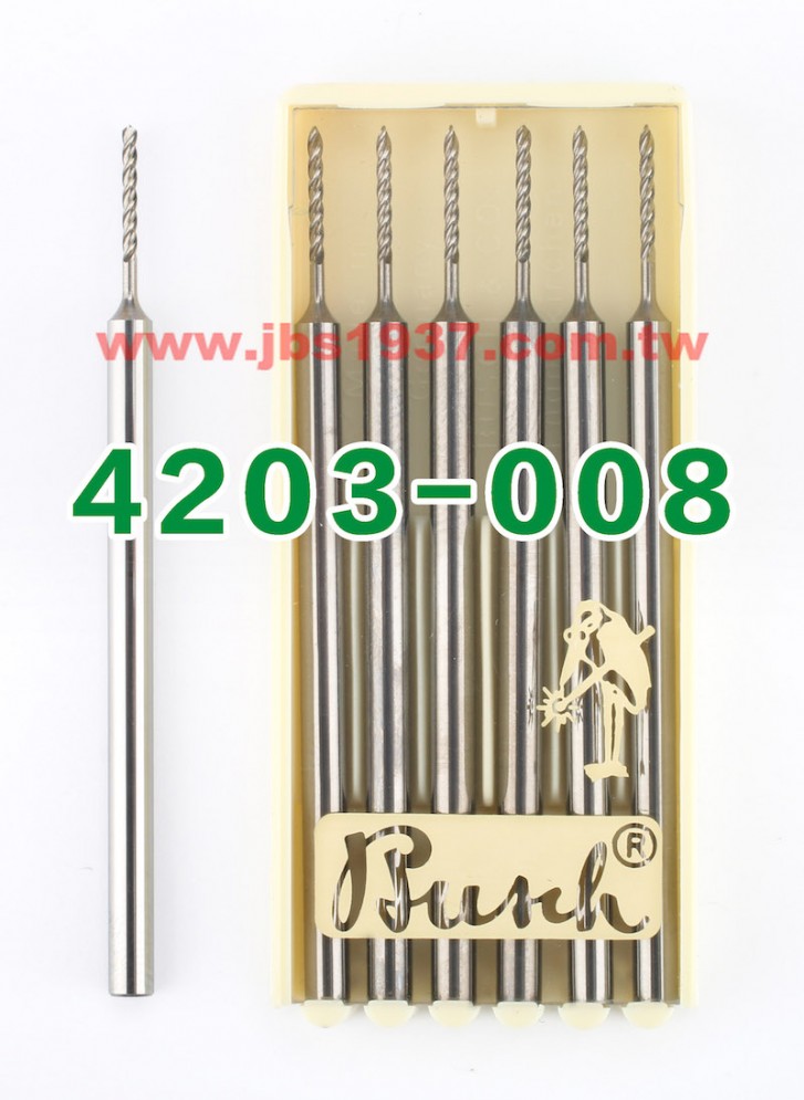 德國鳥牌鑽頭-鳥牌 4203 四軸鎢鋼鑽針-德國鳥牌Busch - 0.8mm 四軸鎢鋼鑽針