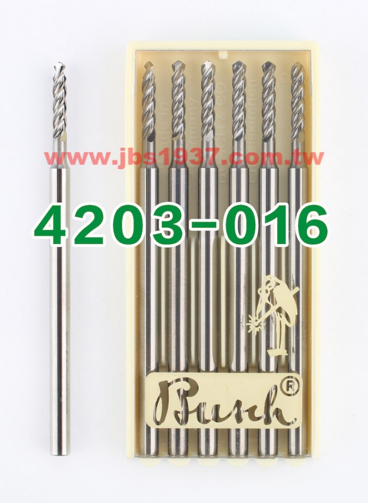 德國鳥牌鑽頭-鳥牌 4203 四軸鎢鋼鑽針-德國鳥牌Busch - 1.6mm 四軸鎢鋼鑽針