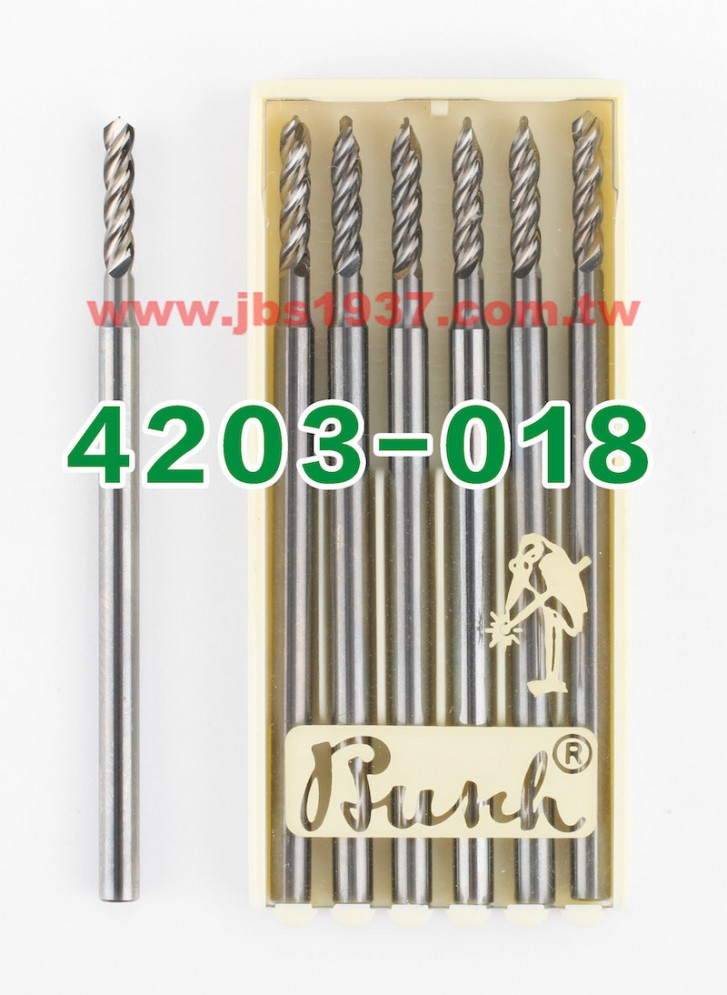 德國鳥牌鑽頭-鳥牌 4203 四軸鎢鋼鑽針-德國鳥牌Busch - 1.8mm 四軸鎢鋼鑽針