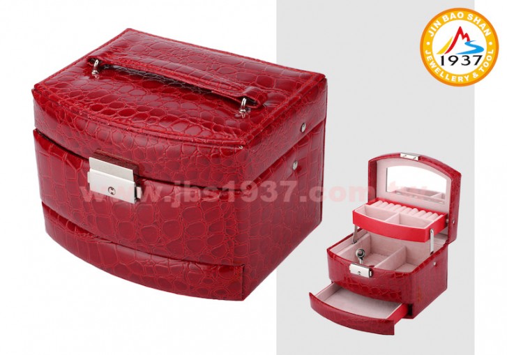 珠寶包裝錦盒-珠寶收藏盒／布包系列-珠寶收藏盒 - 鱷魚紋盒 - 紅