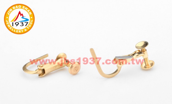 金屬零件原料-K金 - 耳環零件-14K黃 - U型螺絲耳夾零件 - 小14