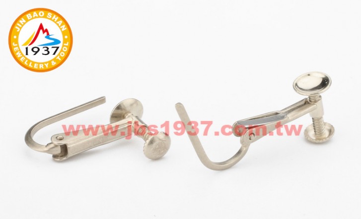 金屬零件原料-K金 - 耳環零件-14K白 - U型螺絲耳夾零件 - 大17