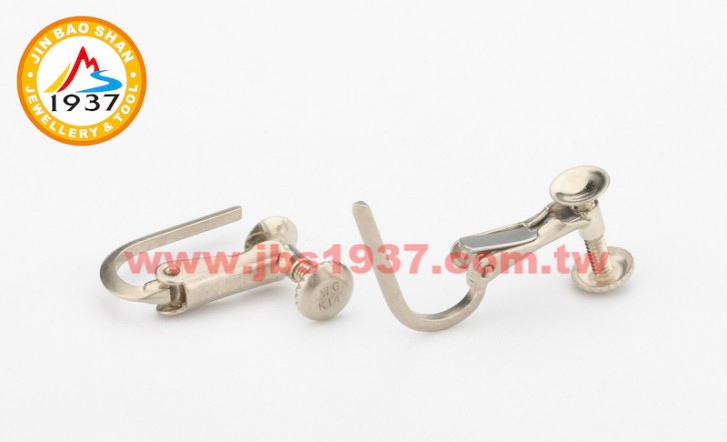 金屬零件原料-K金 - 耳環零件-14K白 - U型螺絲耳夾零件 - 小14