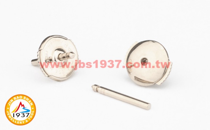 金屬零件原料-K金 - 耳環零件-18K白 - 飛碟式耳針耳扣組 7mm