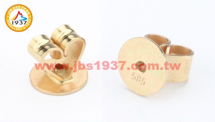 金屬零件原料-K金 - 耳環零件-14K黃 - J02愛心型耳扣 5.5x5