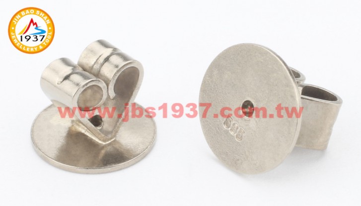 金屬零件原料-K金 - 耳環零件-14K白 - J04愛心型耳扣 8x6