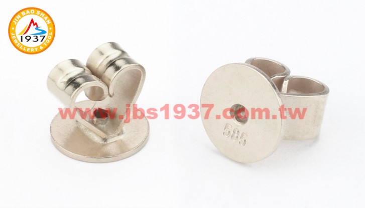 金屬零件原料-K金 - 耳環零件-14K白 - J02愛心型耳扣 5.5x5