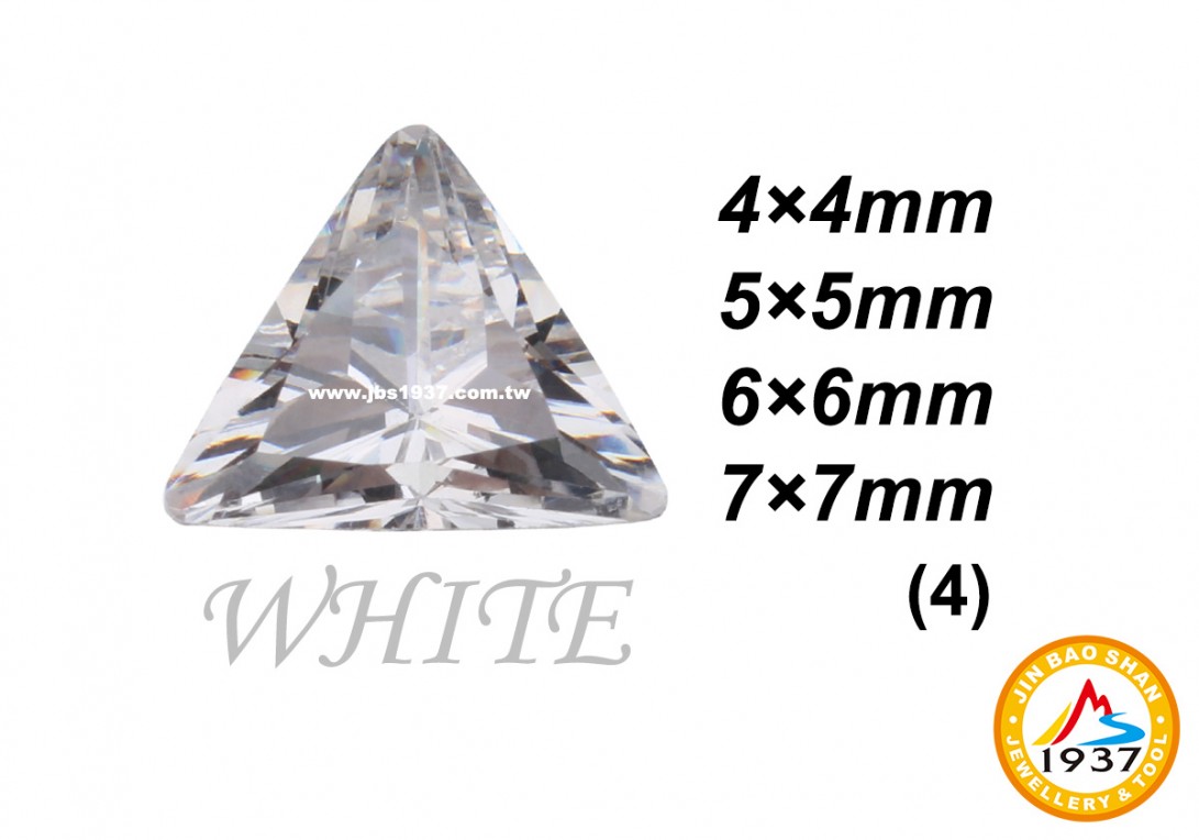 金屬零件原料-CZ人工鋯石 - 三角形-三角形CZ - 白色