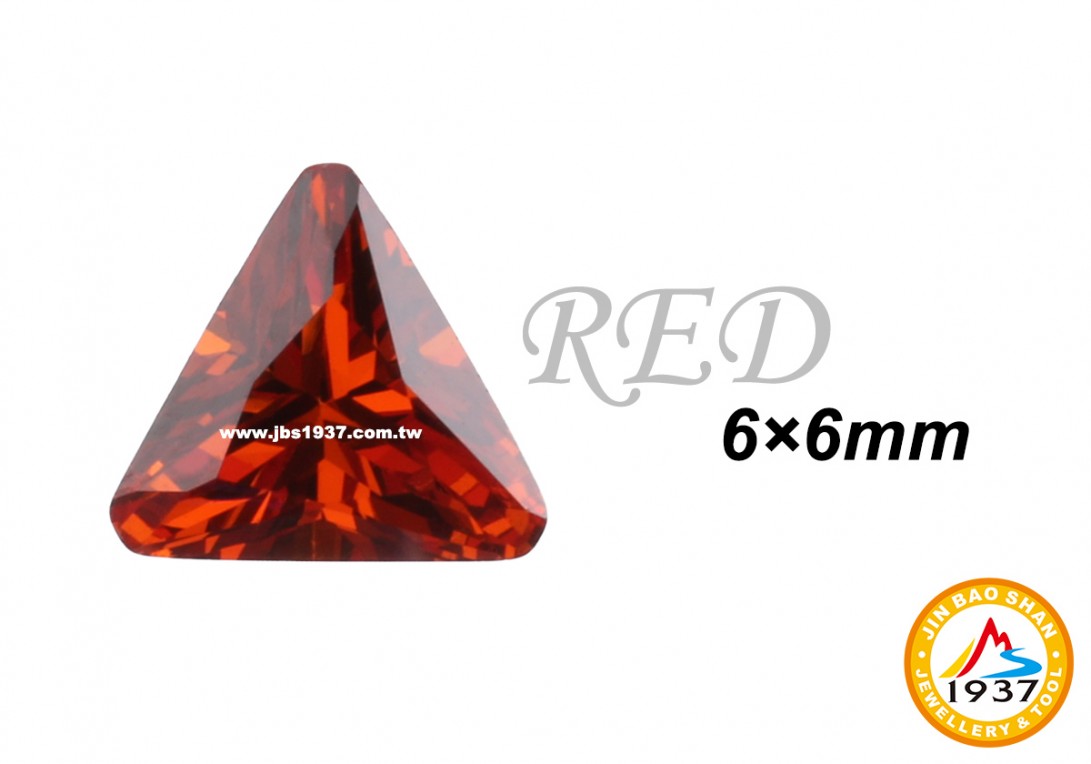 金屬零件原料-CZ人工鋯石 - 三角形-三角形CZ - 紅色