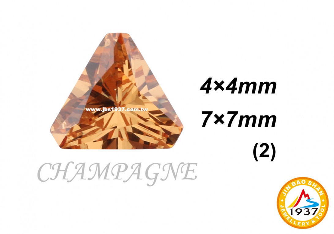 金屬零件原料-CZ人工鋯石 - 三角形-三角形CZ - 香檳色