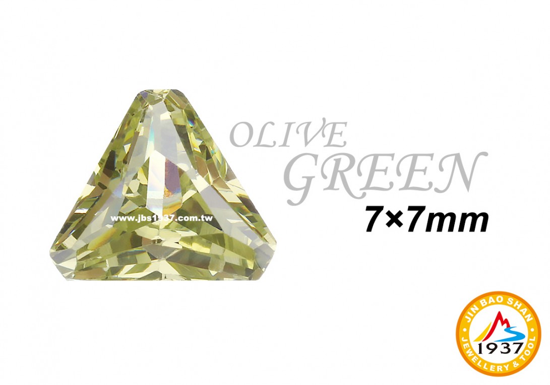 金屬零件原料-CZ人工鋯石 - 三角形-三角形CZ - 橄欖綠